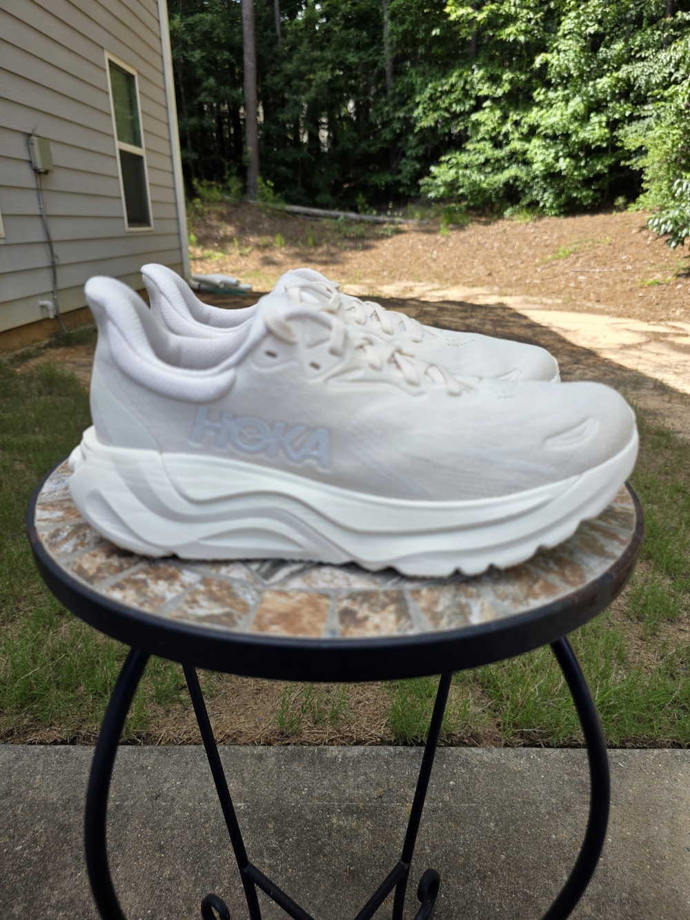 Hoka Arahi 8 1168711 BHLB Birch Alabaster Running Shoe Women Sz 7.5D Wide Worn 1
